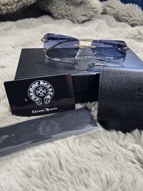 Gothic Cross Gold Rimeess Frames – Blue Gradient Lenses